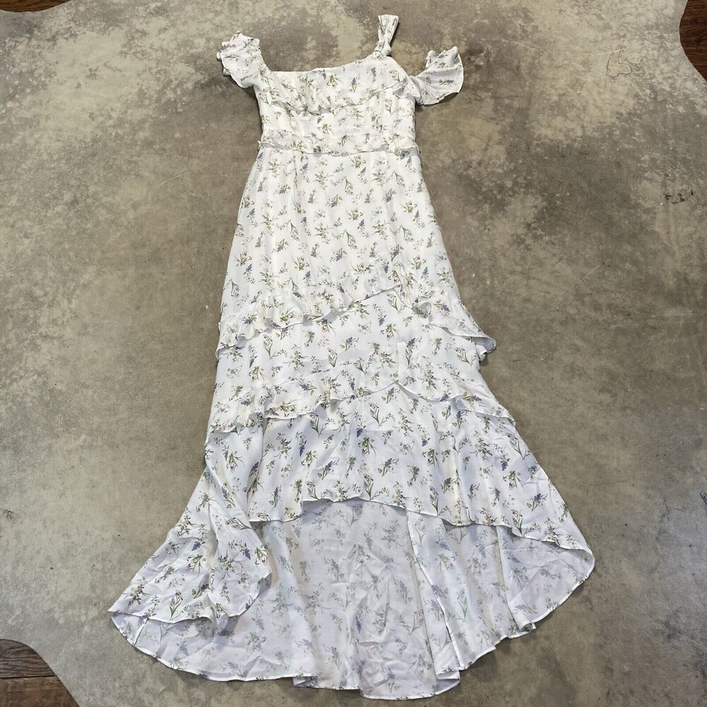 Rachel Zoe Dress Womens 0 Julian White Floral Multicolor Off The Shoulder‎